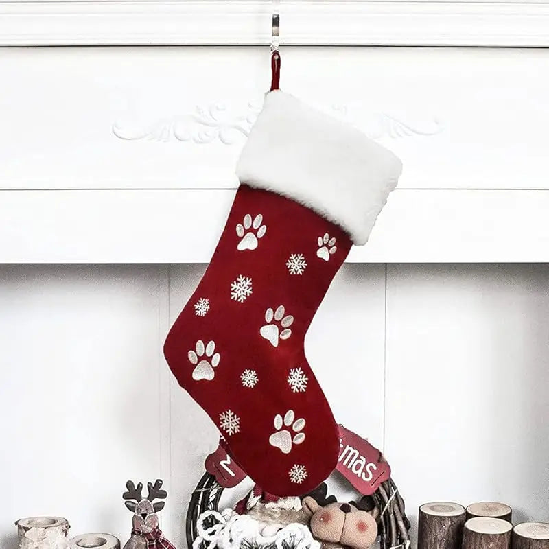 Personalized Christmas Socks with Pet Paw Holiday Gift & Decor 2025