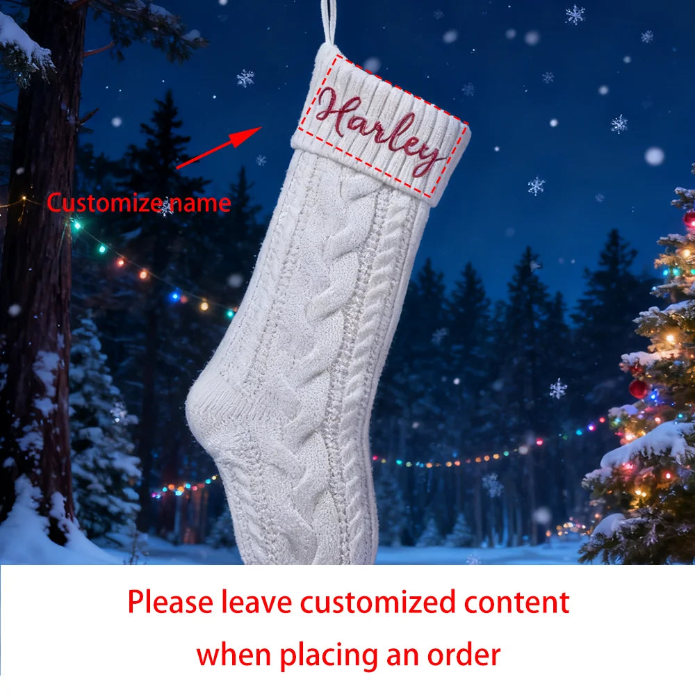 Custom Knitted Christmas Stocking with Name – Holiday Family Gift