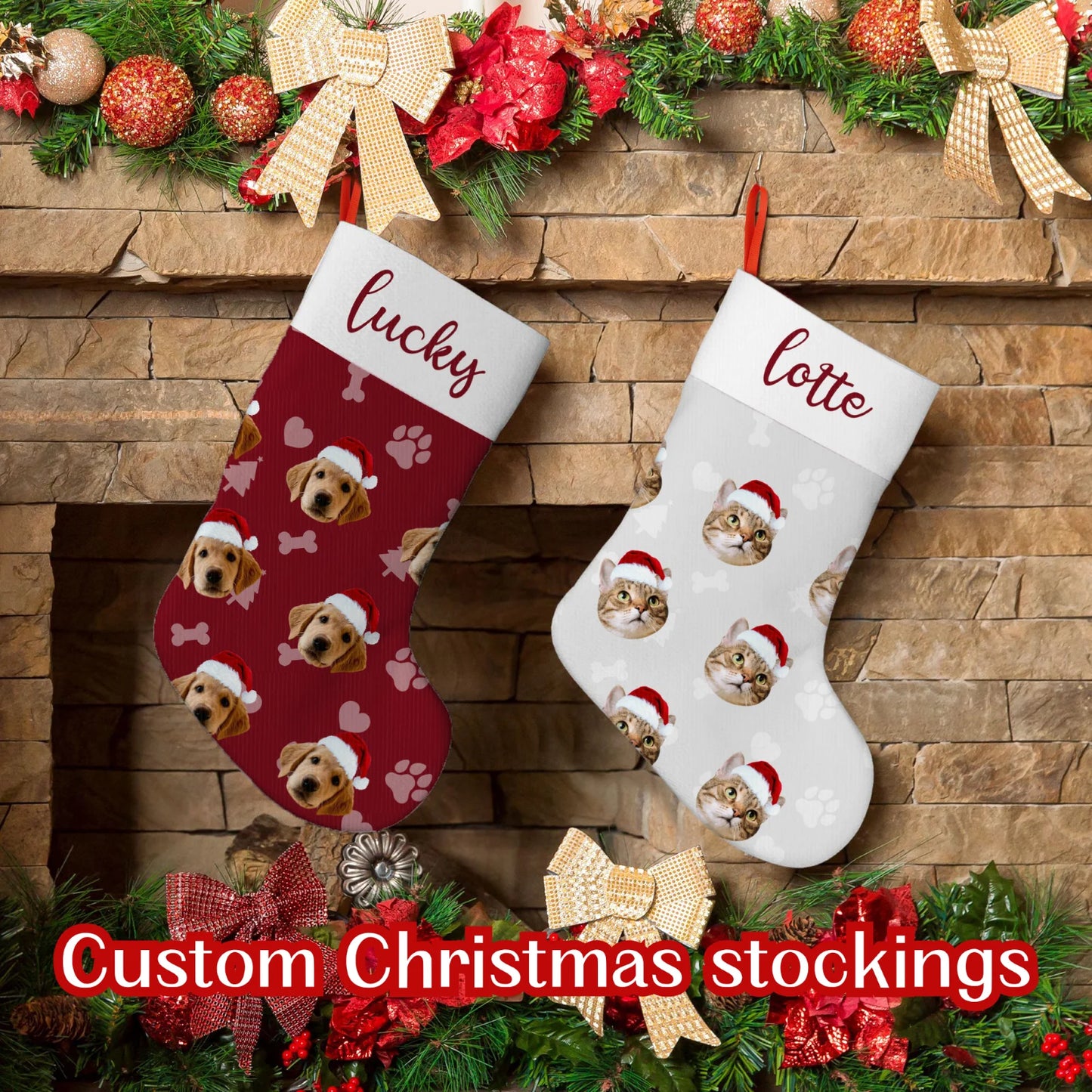 Custom Christmas Stocking with Name & Photo – Personalized Holiday Gift