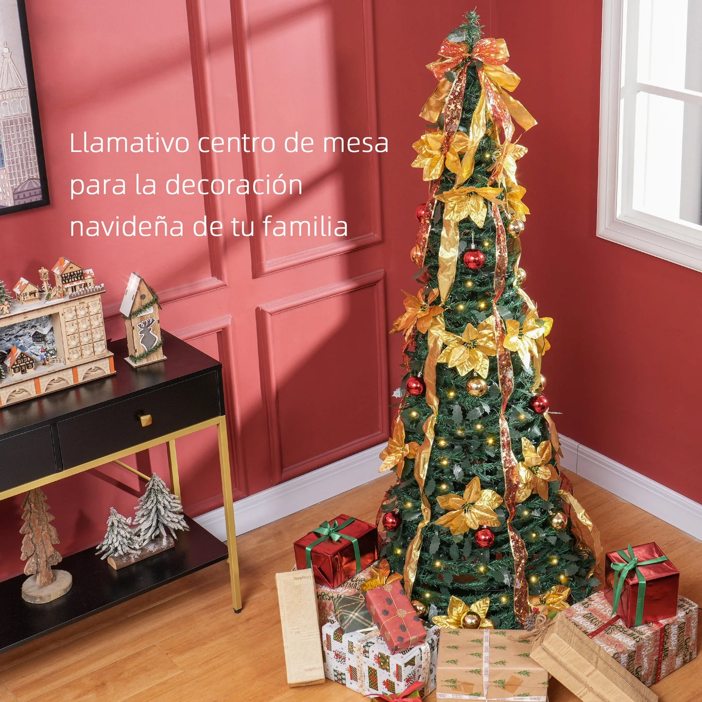 Homcom Christmas Tree 180 cm Foldable with Led Lights Green