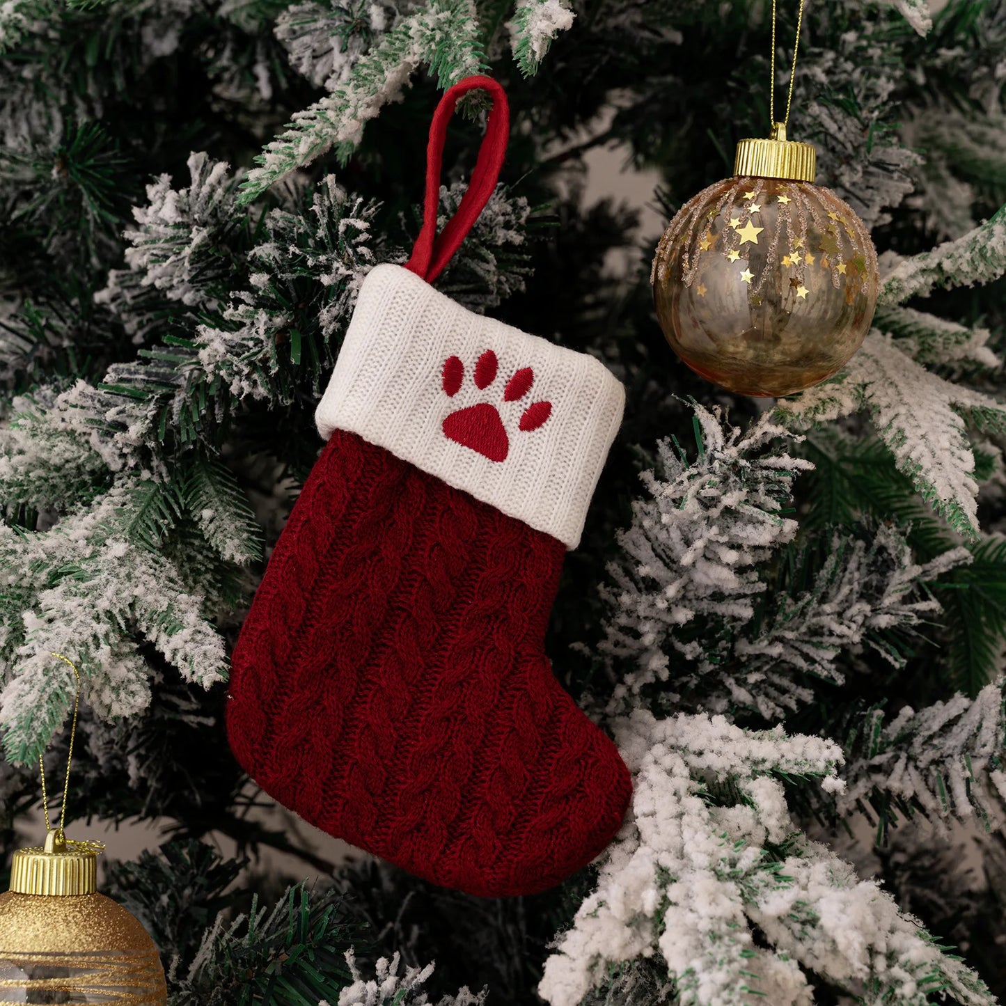 Red Knitted Christmas Stocking with Embroidered Letter – Custom Gift