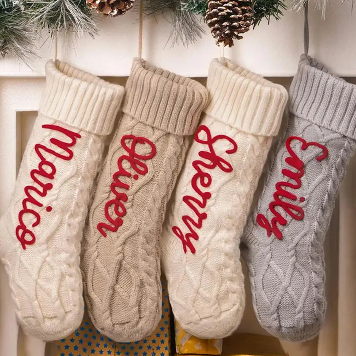 Vintage Personalized Christmas Stocking with Name Embroidery