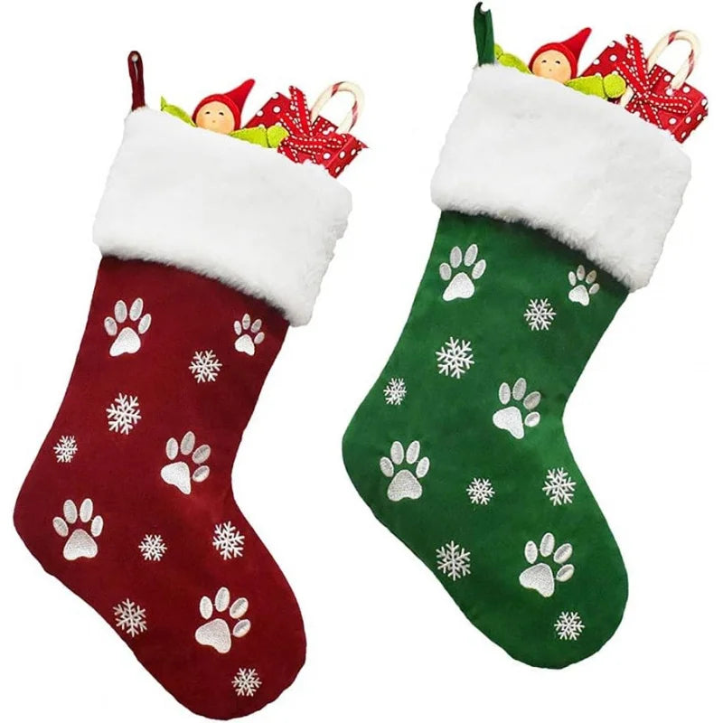Personalized Christmas Socks with Pet Paw Holiday Gift & Decor 2025