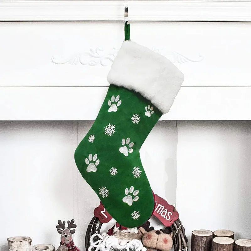 Personalized Christmas Socks with Pet Paw Holiday Gift & Decor 2025