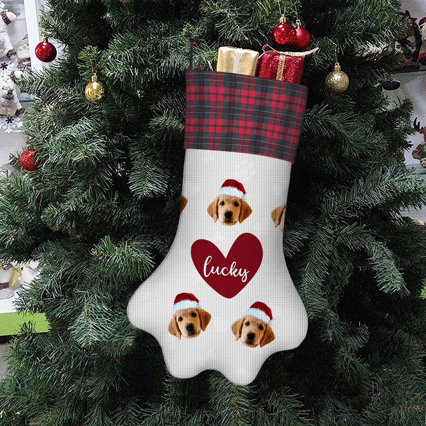 Custom Christmas Stocking with Name & Photo – Personalized Holiday Gift
