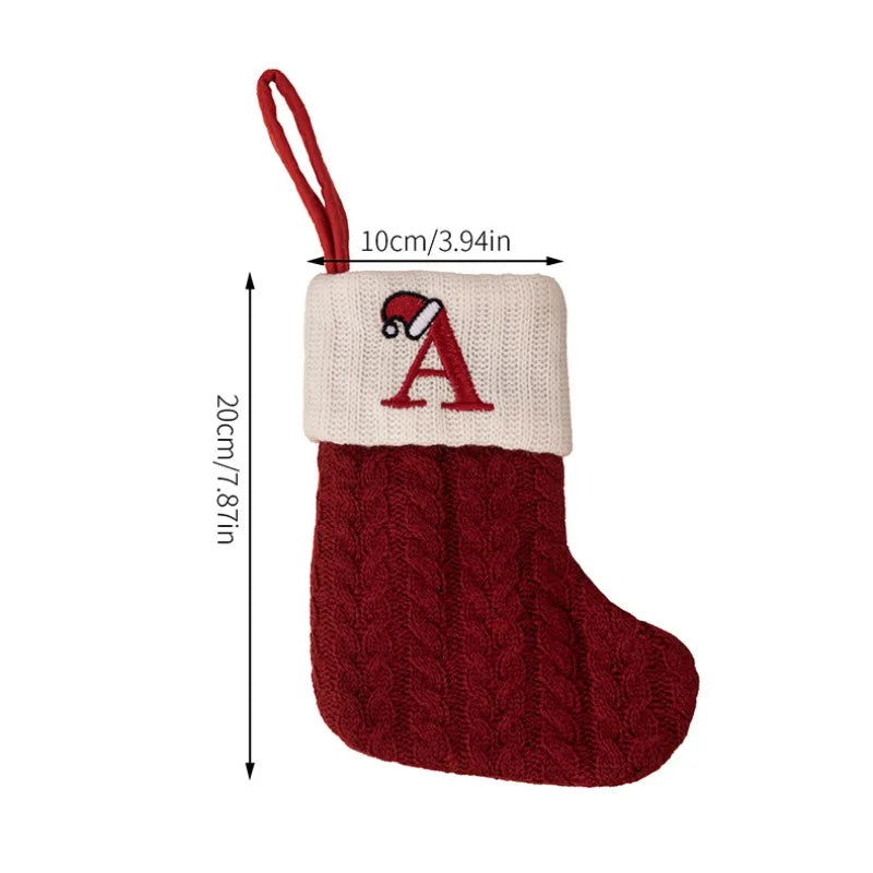 Red Knitted Christmas Stocking with Embroidered Letter – Custom Gift