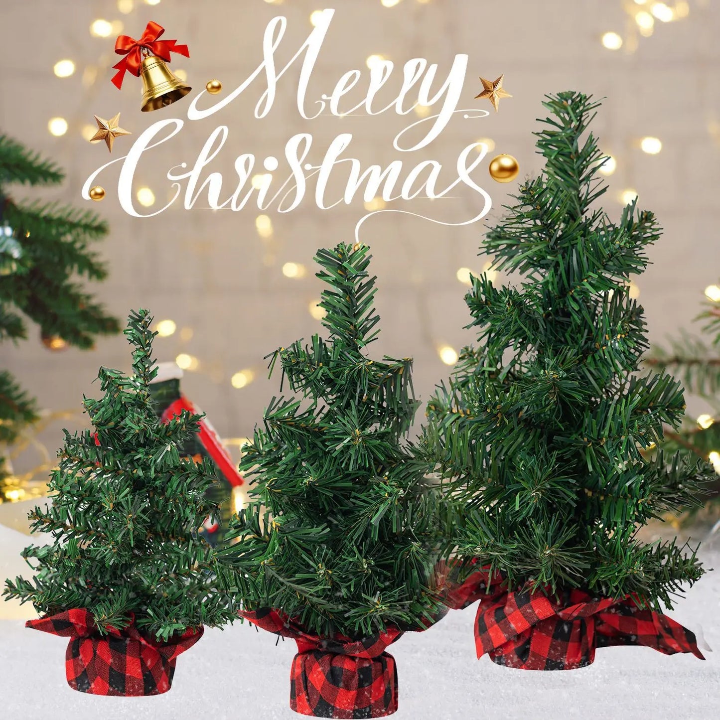 15/20/30cm Artificial Christmas Tree Pine Tree DIY Christmas Decora for Home Table Navidad Natal Xmas Ornaments 2026 New Year