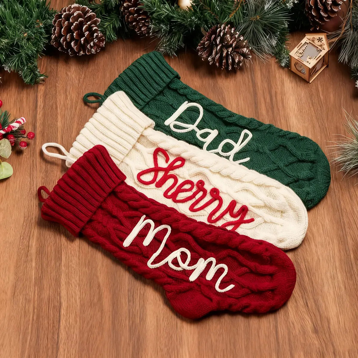 Vintage Personalized Christmas Stocking with Name Embroidery