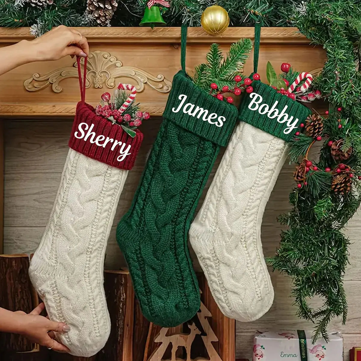 Vintage Personalized Christmas Stocking Custom Name Gift Bag 2025