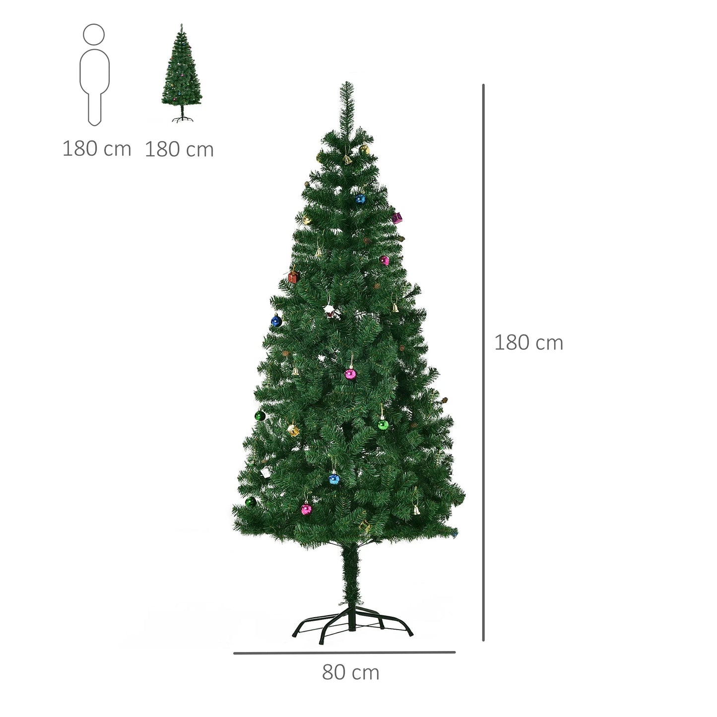 Homcom Christmas Tree 180 cm Includes Green and White Artificial Decoration