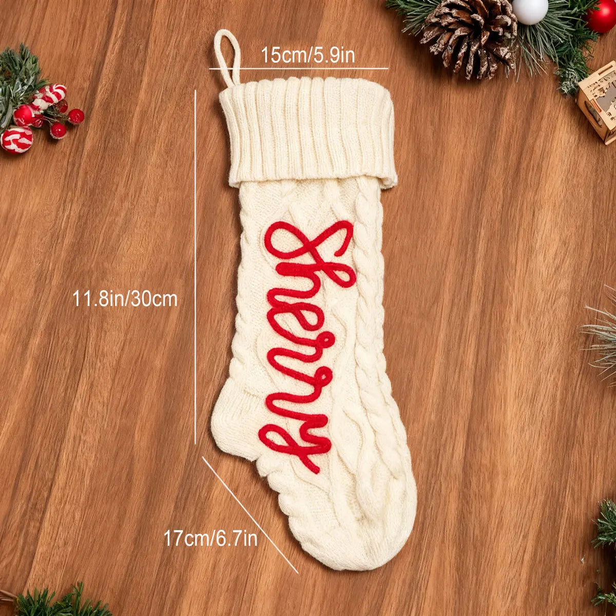 Vintage Personalized Christmas Stocking with Name Embroidery