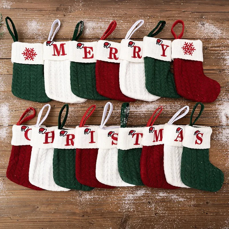 Red Knitted Christmas Stocking with Embroidered Letter – Custom Gift
