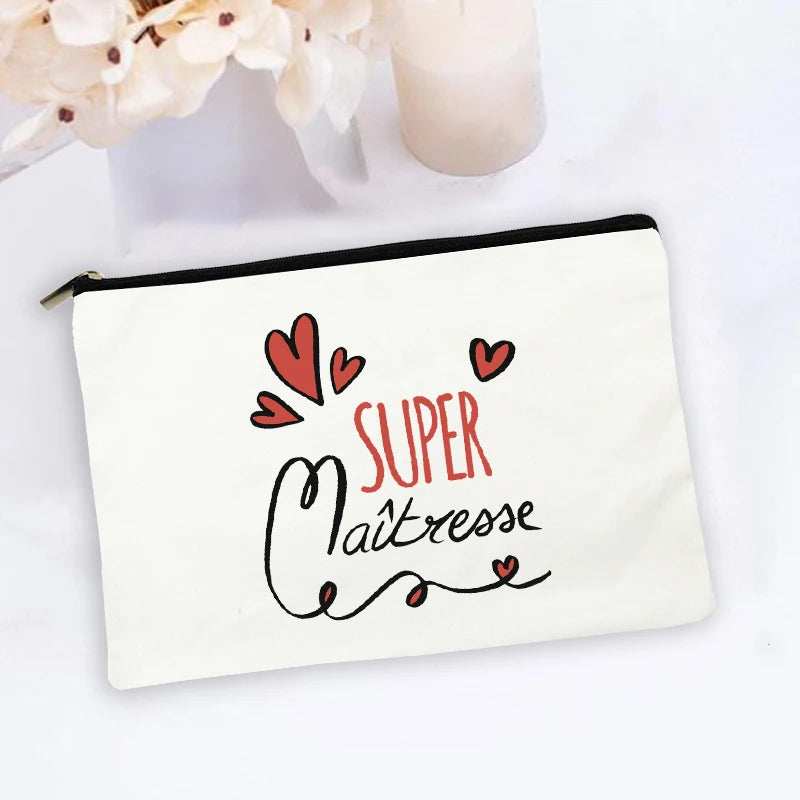 Super Teacher Printed Makeup Bag Teacher Gifts Women Men Cosmetic Bag Pencil Bags Travel Toiletries Organizer Wash Storage Pouch