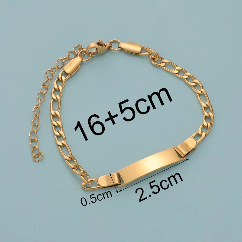 Personalized Kids Name Bracelet  Stainless Steel Custom Engraved Smooth Bar Charm Wristband Gift For Children Baby Boys Girls