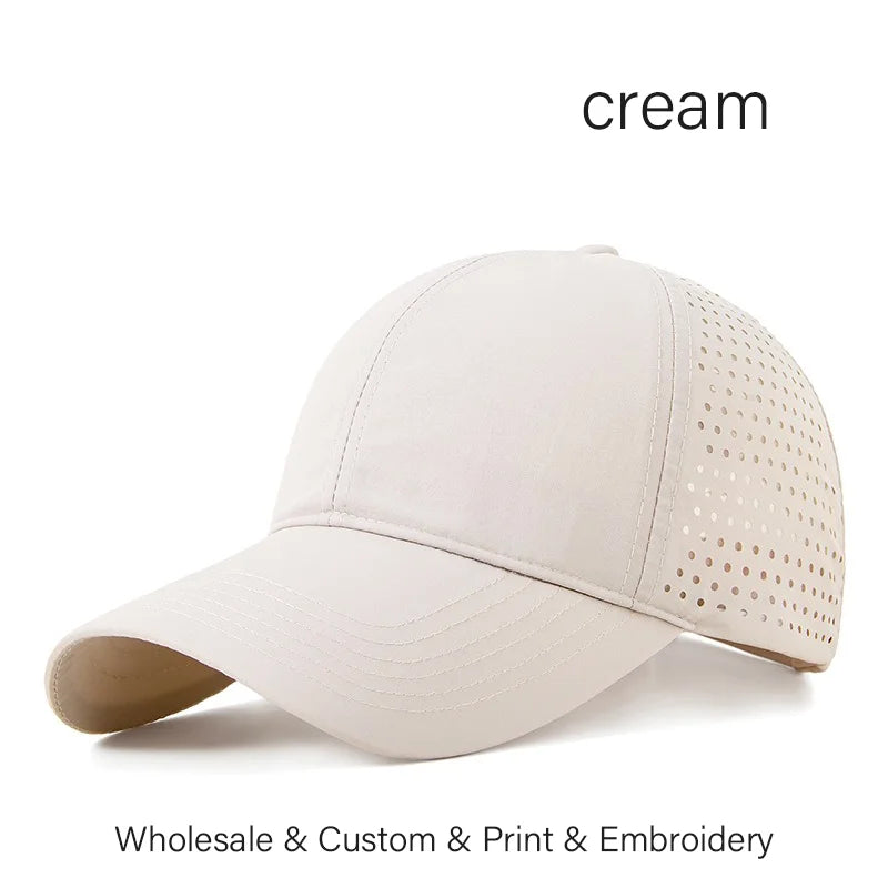 Custom Logo Embroidery Quick-Dry Baseball Cap for Summer Protection Breathable Waterproof Design DIY Picture Print
