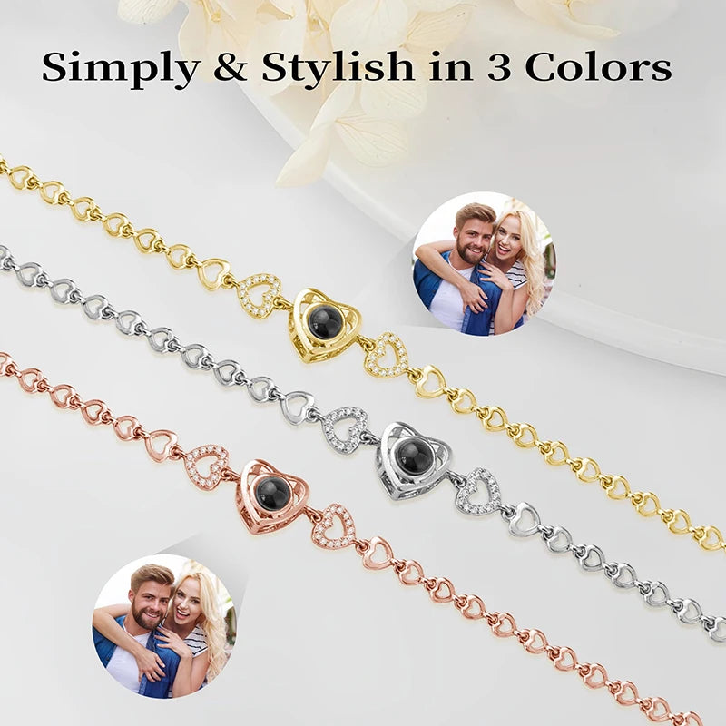Personalized Bracelets with Picture Inside Custom Photo Projection Bracelets Customized Gifts for Women Memorial Gifts for Girl