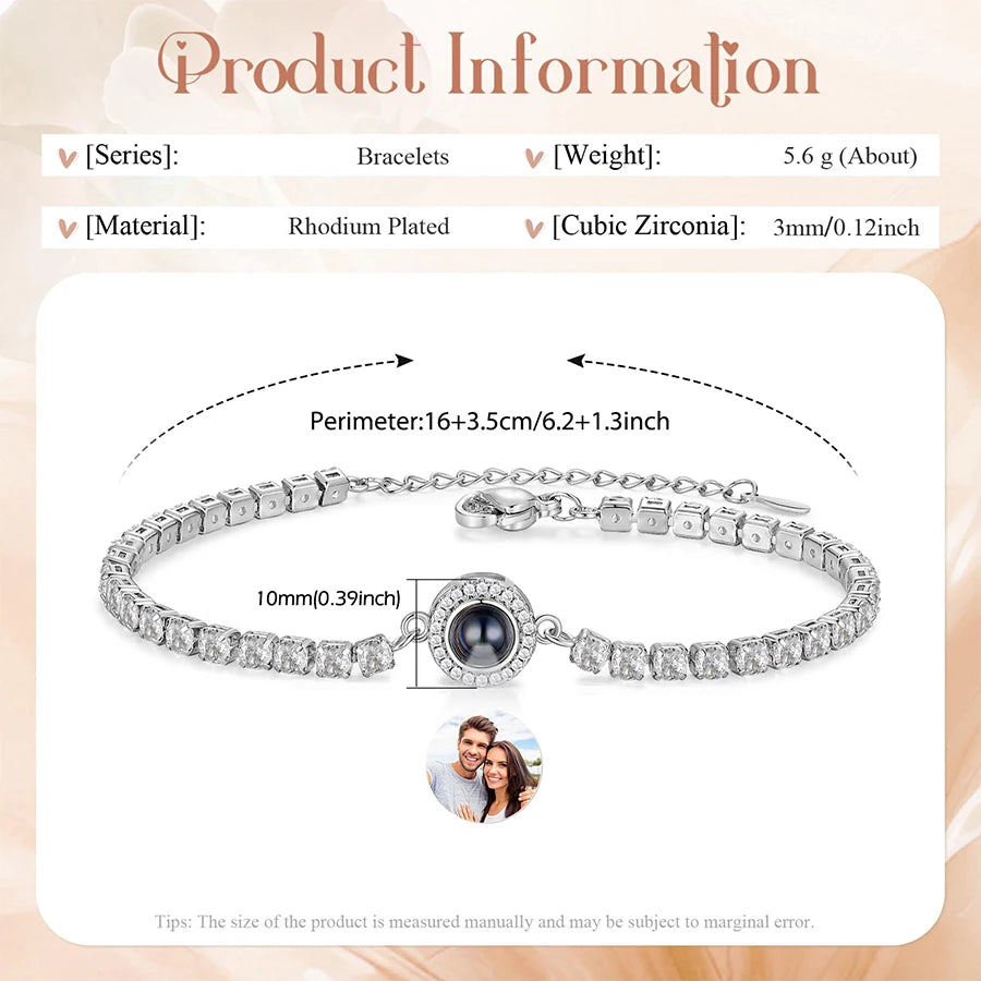 Bracelet with Picture inside Custom Picture Bracelet Personalized Photo Projection Bracelet Charm Memorial Gifts for Women