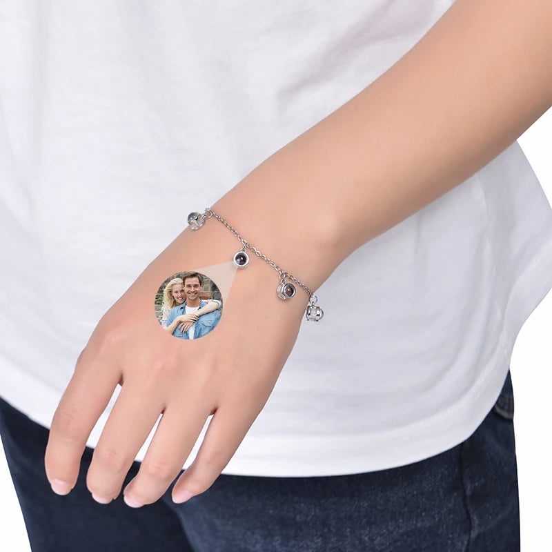 1-5 Photo Custom Bracelets with Picture inside Personalized Photo Projection Bracelet Memorial Jewelry Gifts  for Women Mom