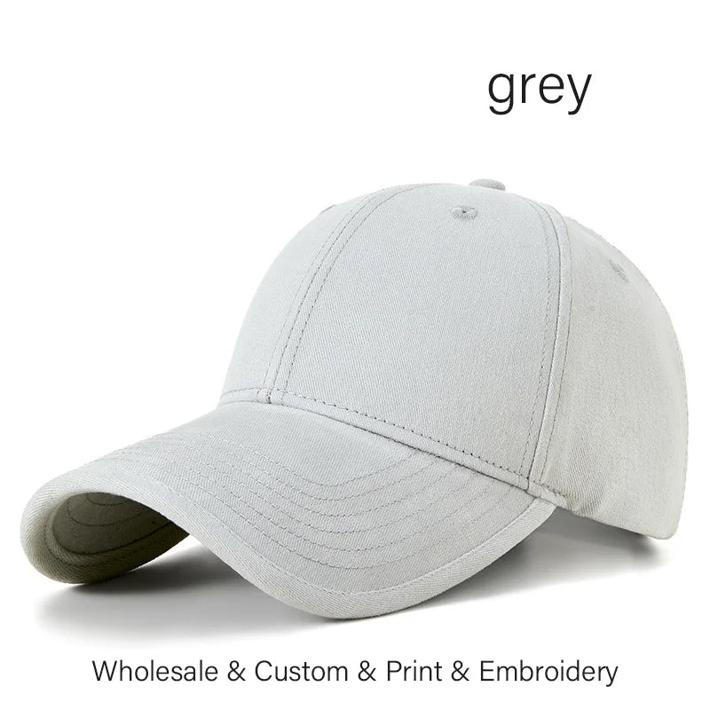 SLECKTON Custom Embroidery Logo Wide Brimmed Baseball Cap Big Head Circumference Brand Design Picture Print Windproof Washed Hat