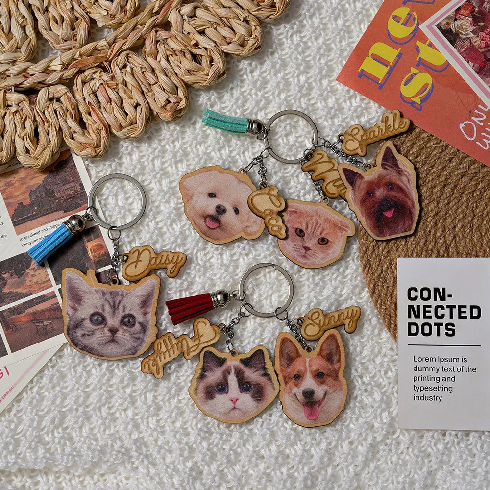 Custom Pet Keychain, Pet Portrait Keychain, Personalized Pet Photo Keychain, Cat  Memorial Gift, Holiday Gift for Pet Lovers