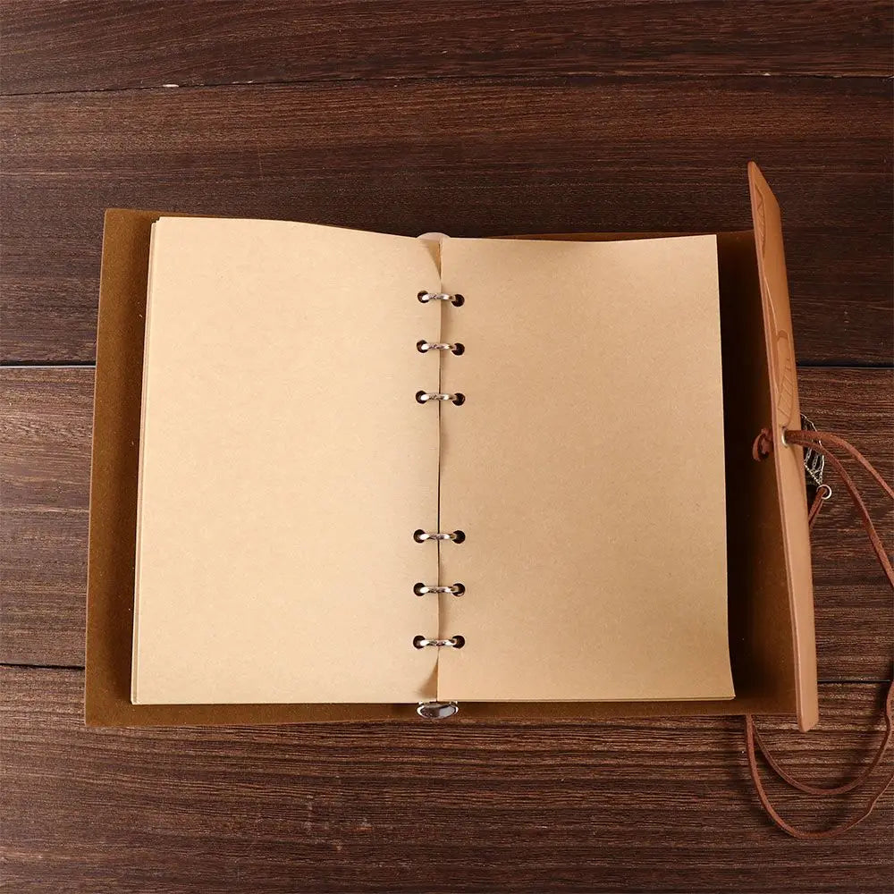 Office Student Gift Sketchbook Loose leaf Journal Kraft Notepad Vintage Notebook Paper Replaceable Spiral Note Book PU Leather