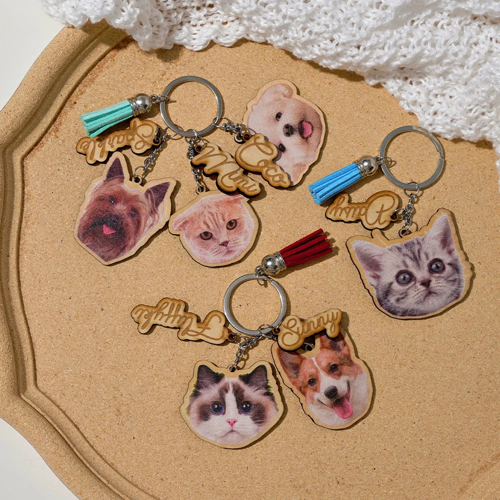 Custom Pet Keychain, Pet Portrait Keychain, Personalized Pet Photo Keychain, Cat  Memorial Gift, Holiday Gift for Pet Lovers