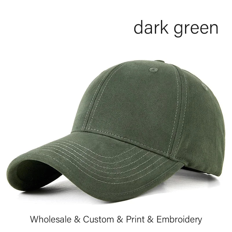 SLECKTON Custom Embroidery Logo Wide Brimmed Baseball Cap Big Head Circumference Brand Design Picture Print Windproof Washed Hat