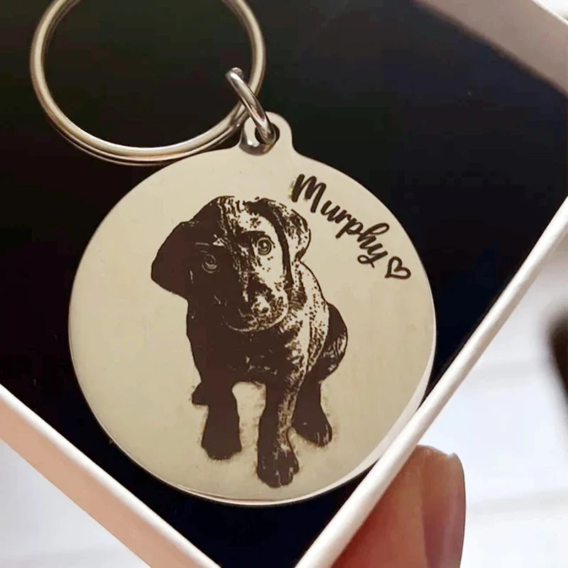 Personalized Custom Pet Dog Keychain Customized Engraving Photo Key Ring Car Key Accessories Personalized Mother's Day Gift