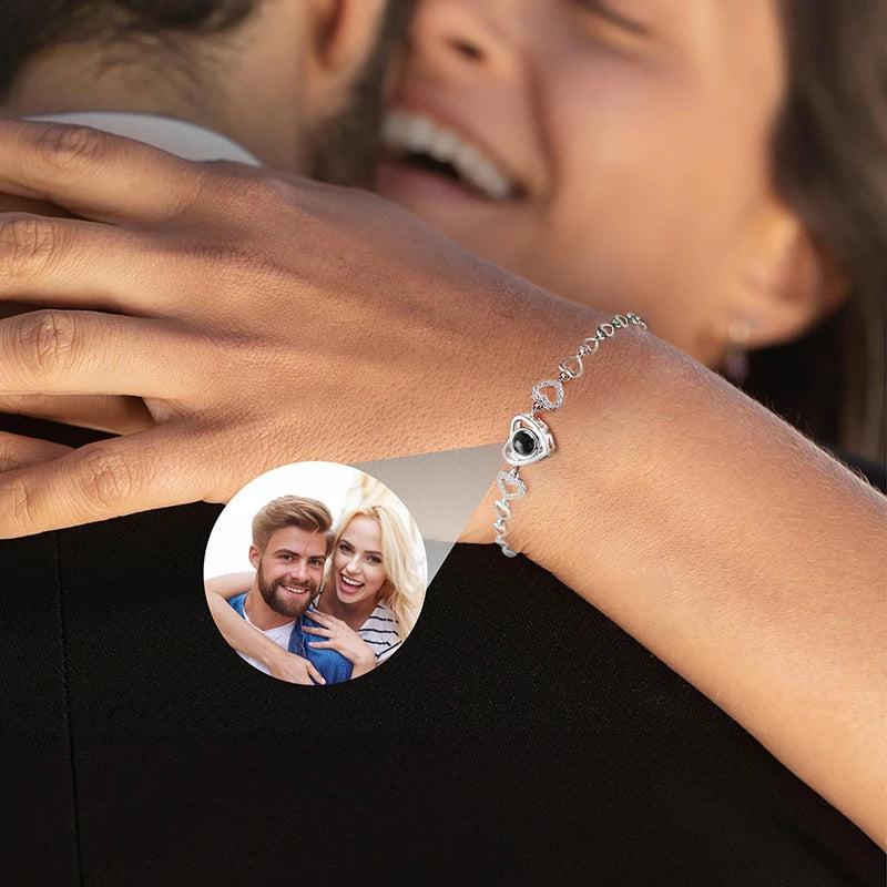 Personalized Bracelets with Picture Inside Custom Photo Projection Bracelets Customized Gifts for Women Memorial Gifts for Girl