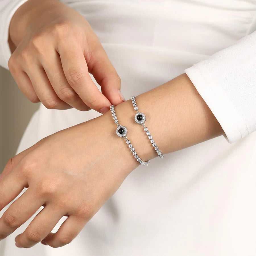 Bracelet with Picture inside Custom Picture Bracelet Personalized Photo Projection Bracelet Charm Memorial Gifts for Women