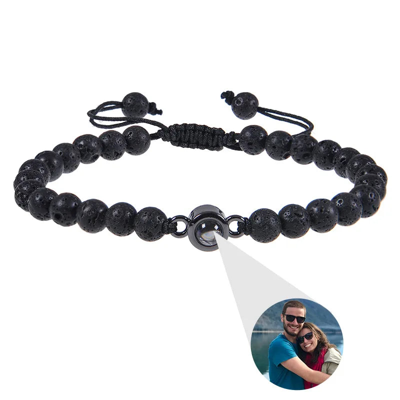 Custom Photo Bracelet Personalized Photo Projection Bracelet Beaded Bracelets with Picture Inside 100 Languages Memorial Gift
