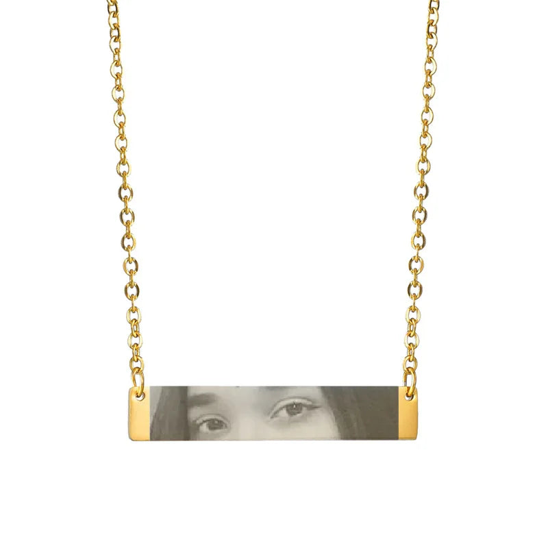 Custom Eyes Photo Necklace Stainless Stee Customized Engrave Eye Necklaces Personalized Picture Name Necklace for Women Kids