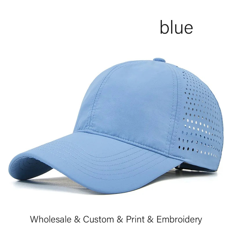 Custom Logo Embroidery Quick-Dry Baseball Cap for Summer Protection Breathable Waterproof Design DIY Picture Print