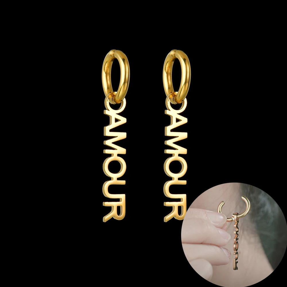 Nextvance Ear Clip Custom Letter Earrings Eardrop Stainless Steel Personalised Name Girls Women earring Creative Jewelry Gift