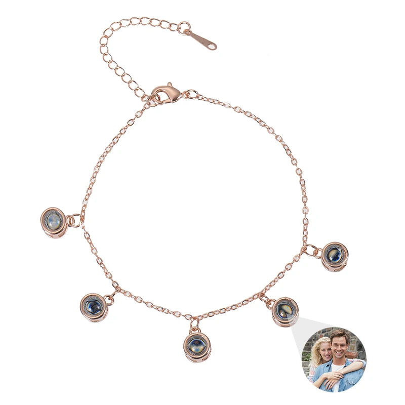 1-5 Photo Custom Bracelets with Picture inside Personalized Photo Projection Bracelet Memorial Jewelry Gifts  for Women Mom