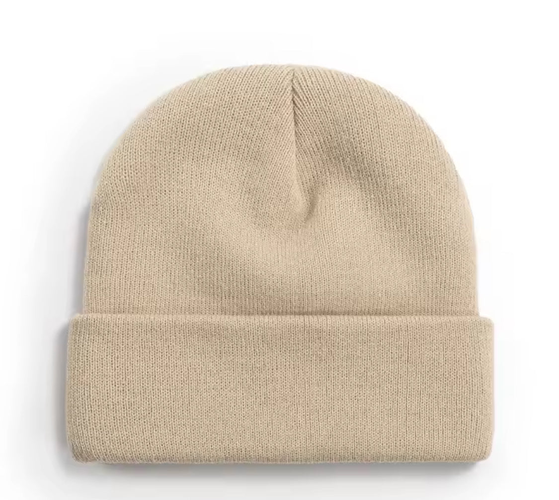 Custom Logo Knitted Beanie – Unisex Winter Hat with Ear Protection