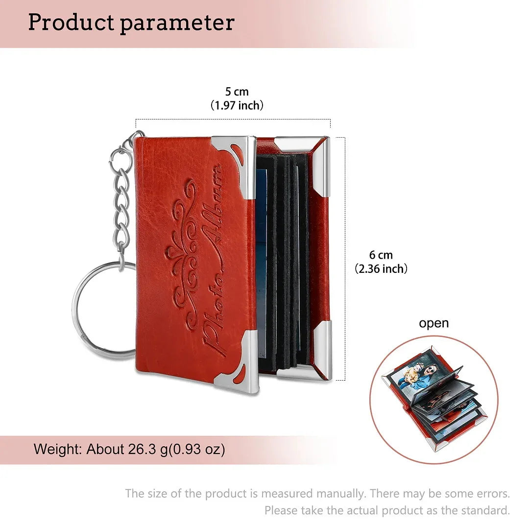 Custom Photo Album Leather Keychain Couples Gift Personalzied Mini Pictures Book Keyrings Anniversary Diy Wallet Pendant