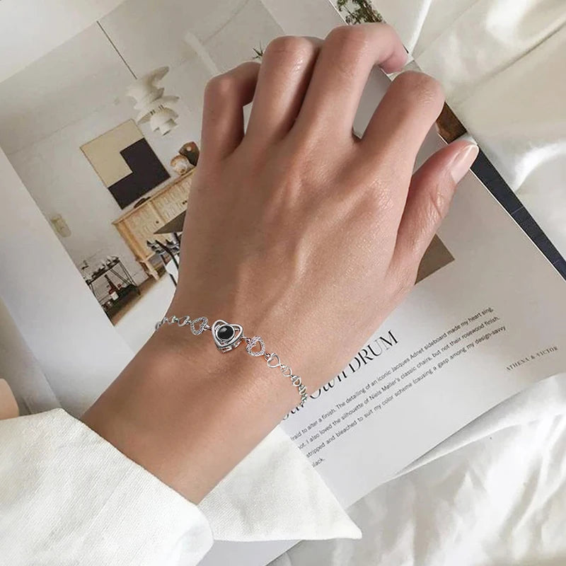Personalized Bracelets with Picture Inside Custom Photo Projection Bracelets Customized Gifts for Women Memorial Gifts for Girl