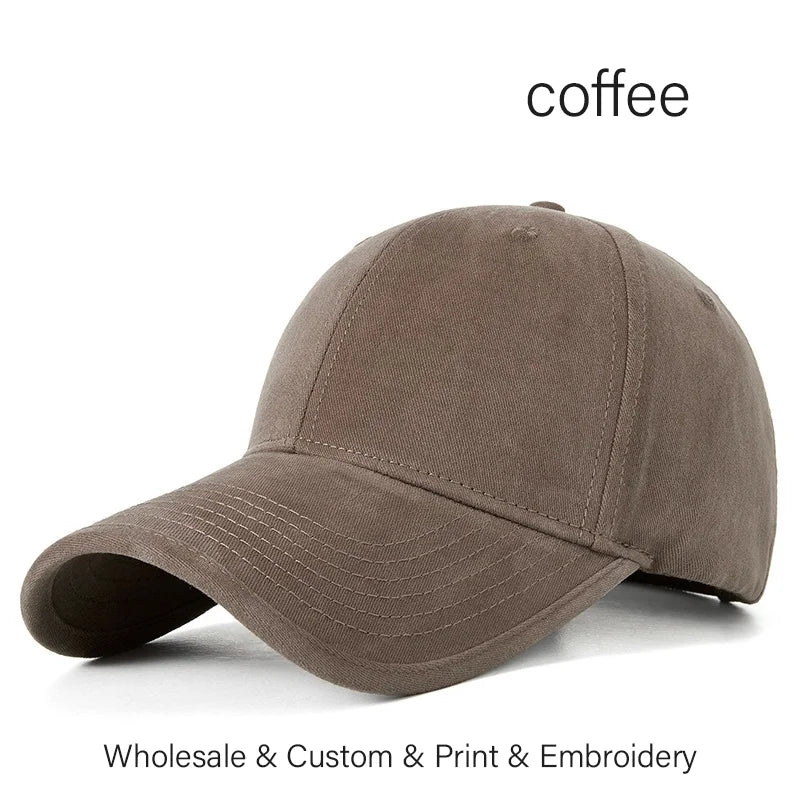 SLECKTON Custom Embroidery Logo Wide Brimmed Baseball Cap Big Head Circumference Brand Design Picture Print Windproof Washed Hat