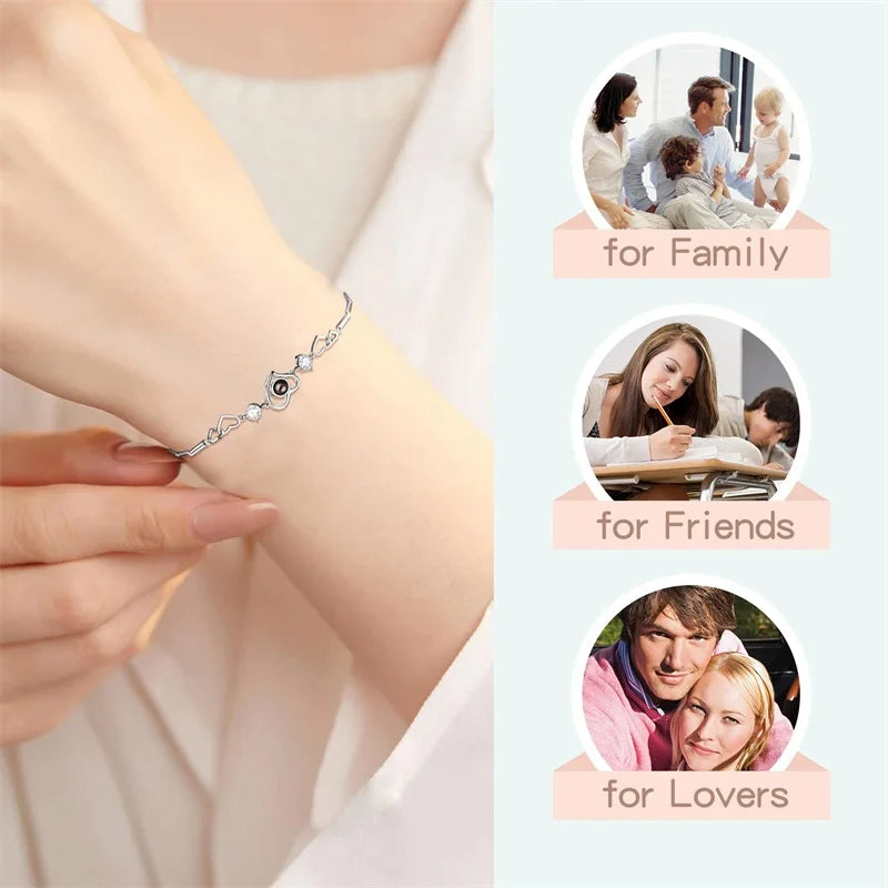 Custom Bracelet with Picture inside Customized Projection Bracelets with Photo Picture Bracelet Personalized Photo Memorial Gift
