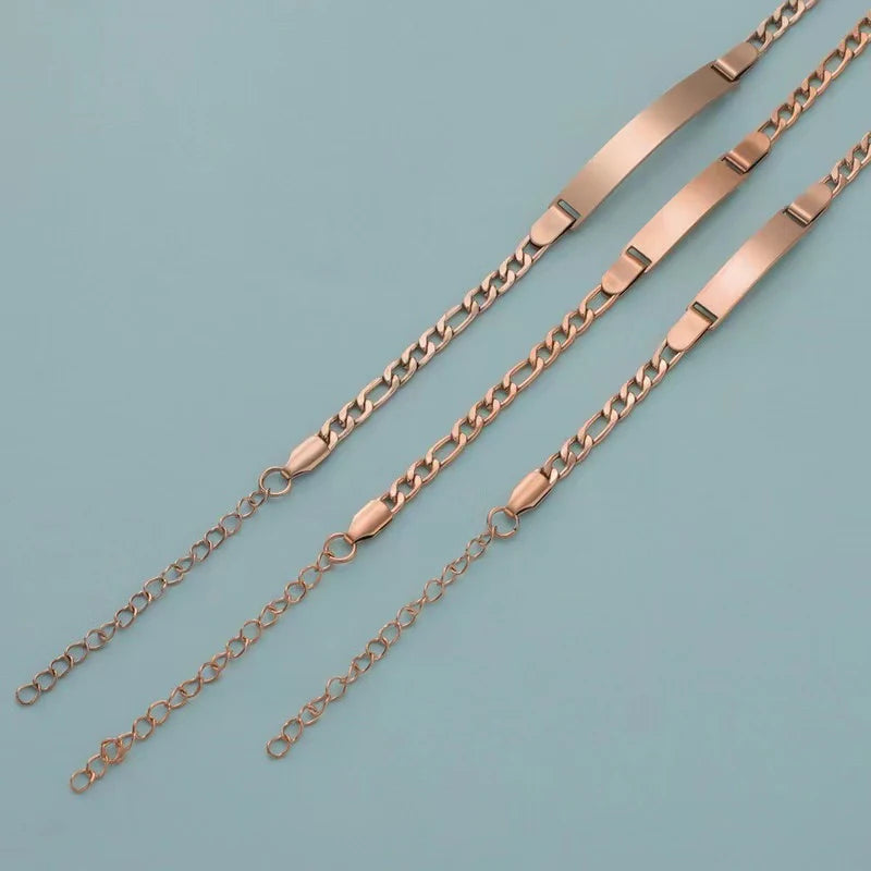 Personalized Kids Name Bracelet  Stainless Steel Custom Engraved Smooth Bar Charm Wristband Gift For Children Baby Boys Girls
