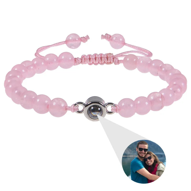 Custom Photo Bracelet Personalized Photo Projection Bracelet Beaded Bracelets with Picture Inside 100 Languages Memorial Gift