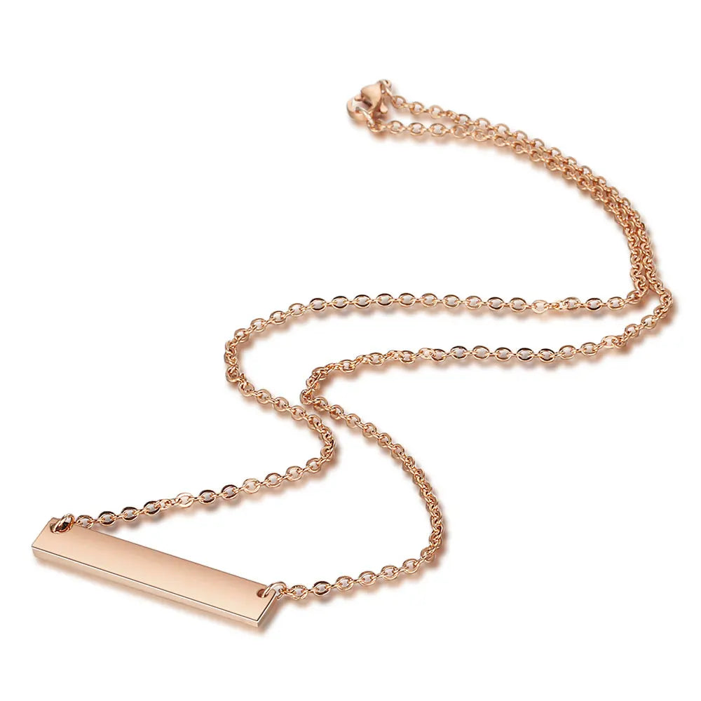 Custom Quote Necklace Engraved Coordinate Name Necklace Personalized Stainless Steel Mantra Chain Gift For Him Her