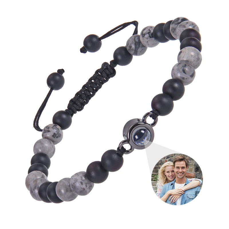 Custom Photo Bracelet Personalized Photo Projection Bracelet Beaded Bracelets with Picture Inside 100 Languages Memorial Gift