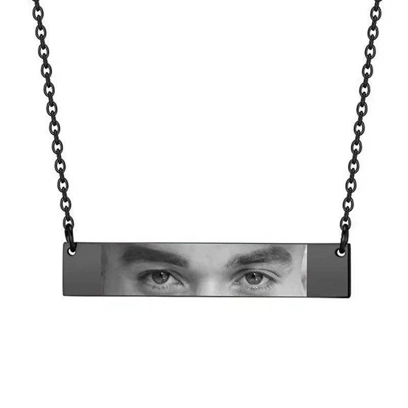 Custom Eyes Photo Necklace Stainless Stee Customized Engrave Eye Necklaces Personalized Picture Name Necklace for Women Kids