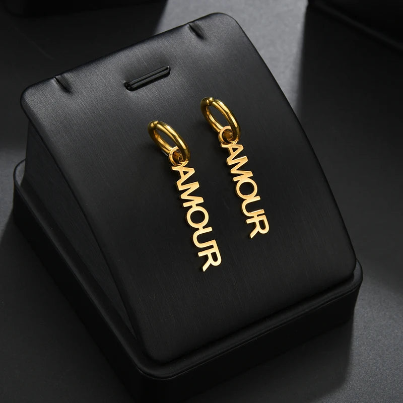 Nextvance Ear Clip Custom Letter Earrings Eardrop Stainless Steel Personalised Name Girls Women earring Creative Jewelry Gift