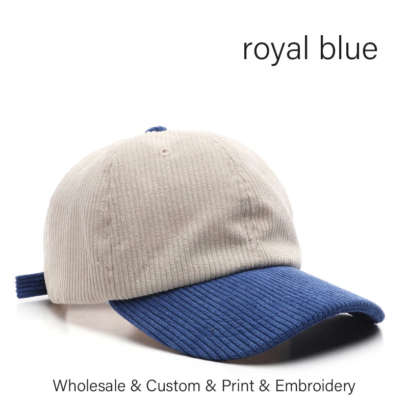 SLECKTON Logo Custom Baseball Cap for Men and Women Brand Design DIY Embroidery Print Summer Sun Hat Corduroy Unisex Wholesale
