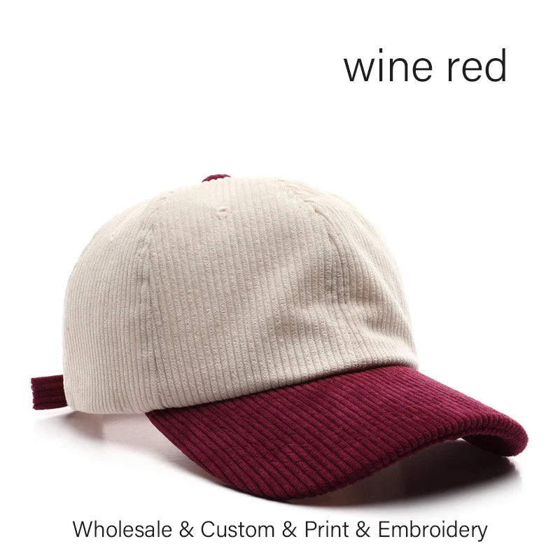 SLECKTON Logo Custom Baseball Cap for Men and Women Brand Design DIY Embroidery Print Summer Sun Hat Corduroy Unisex Wholesale