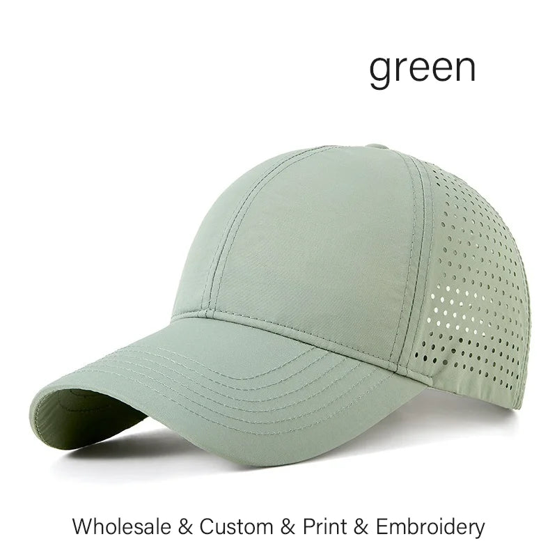 Custom Logo Embroidery Quick-Dry Baseball Cap for Summer Protection Breathable Waterproof Design DIY Picture Print