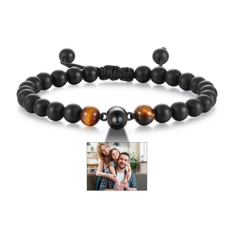 Custom Photo Bracelet Personalized Photo Projection Bracelet Beaded Bracelets with Picture Inside 100 Languages Memorial Gift